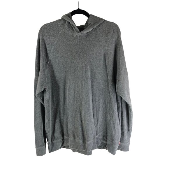 Levis Mens Gray Waffle Knit Thermal Hooded Sweater Relaxed Fit XL - Picture 1 of 5